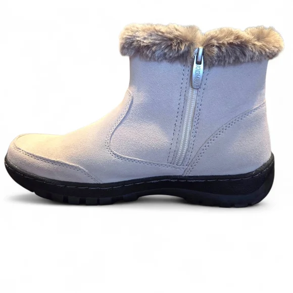 Khombu Iris 1527296 Ivory Suede Leather All Weather Boots W/ Faux Fur Trim Sz 7M - Picture 7 of 15